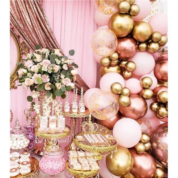 RoseGold PinkWhite Balloon GarlandArch 160PCS with Confetti Balloons Baby Shower - Picture 5 of 6